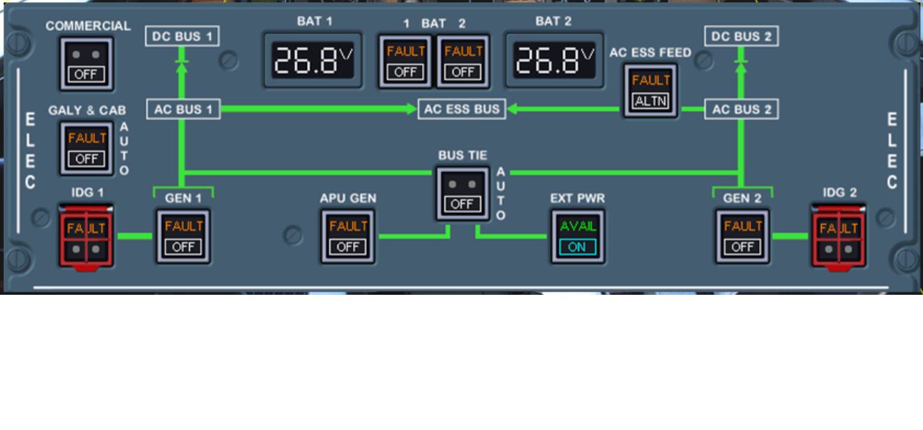 Airbus A320 aircraft Electrical panel
